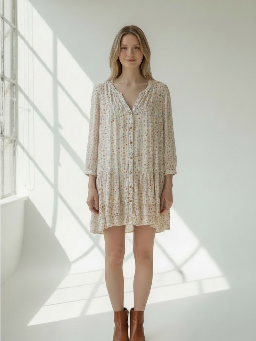 Anthropologie Maeve Paccia Geometric Shapes Tunic/Dress Multi colored Size S